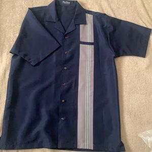 Greenspan's Short Sleeve One Stripe Shirt Blue w/Tan